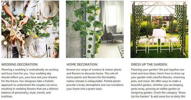 Green Artificial Plants Flowers Vines Home Room Decor Silk Hanging Fake Leaf Garland Leaves For Garden Wedding Party Decoration