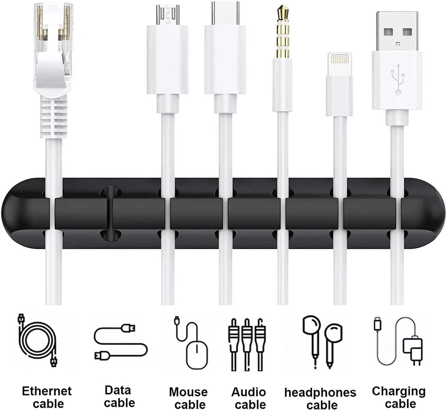 Cable fixing clips 3-Pack Cable management cable organiser clips Silicone self-adhesive Suitable for desktop USB charging cables