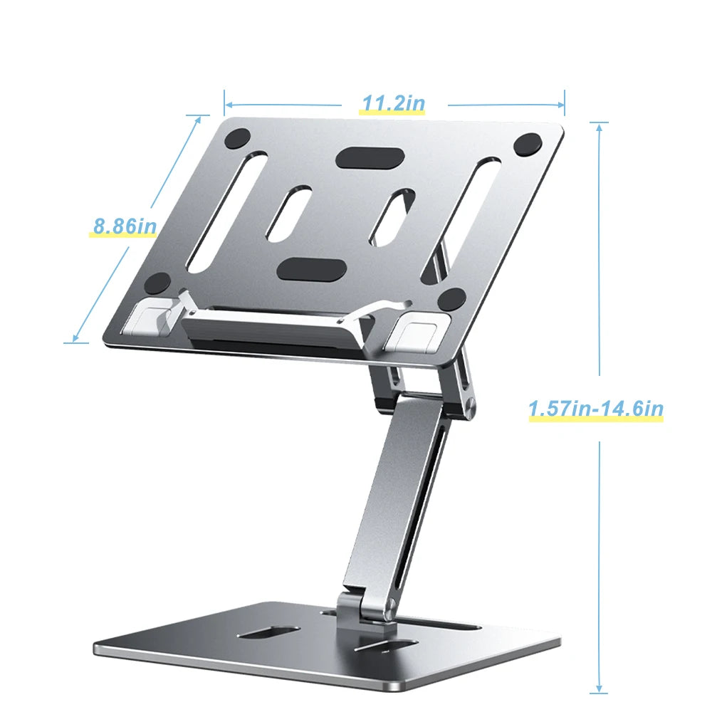 Aluminum Laptop Stand Height  Angle Adjustable Reading Stand with Foldable Base Notebook Desktop iPad Stand Tablet Stand Holder