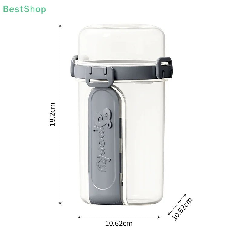 ❤Salad Cup Portable Light Meal Cup, Vegetable Snack Fresh-Keeping Double-Layer Cup With Fork And Spoon Yogurt Cup