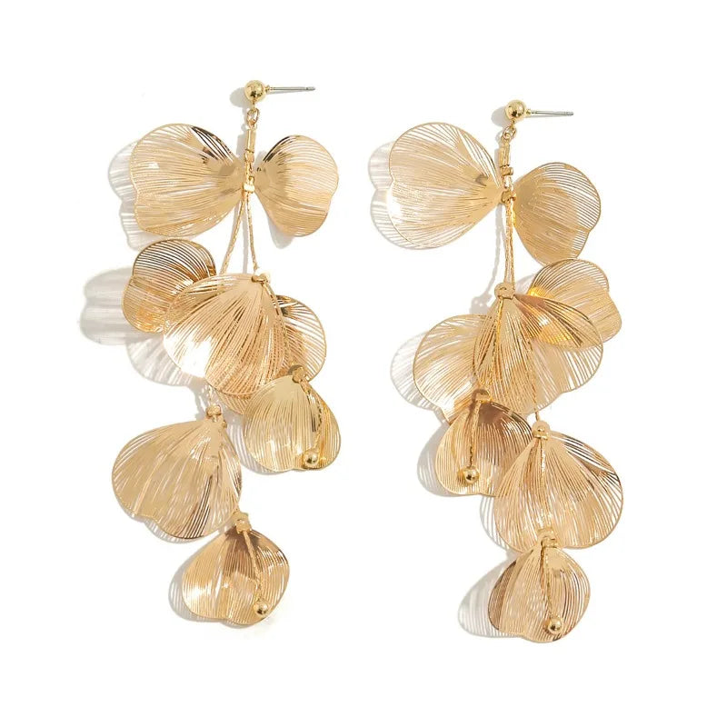 Luxury  Big Flower Leaf Tassel Necklace