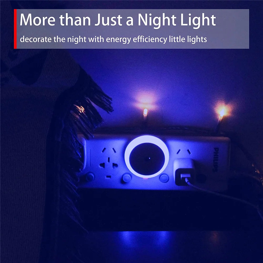 LED Night Light Smart Night Sensor Round Plug in Wall Night
