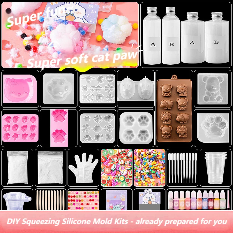 DIY Taba Squishy Kit Silicone Squishy Maker Fufu Squishies Making Kits Silicone Rubber DIY Stress Relief Toys Decompression Gift