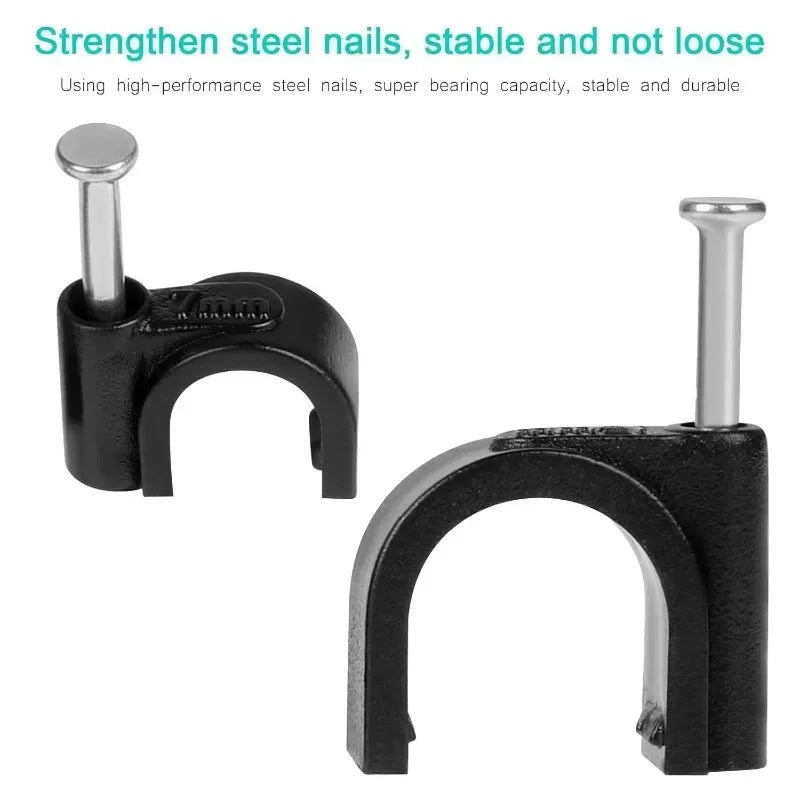 600PCS Cable Wire Clips 4mm to 12mm Electrical Cord Tie Holders for Organizing Cables Plant Climbing and Wall Mounting