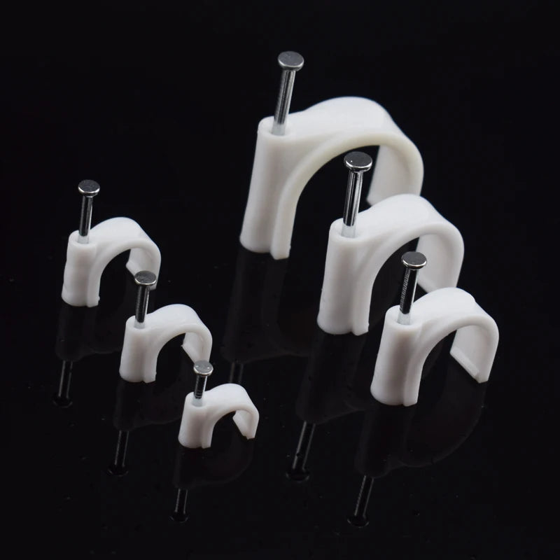 100pcs Cable Clips 4/6/8/10/12/14/16/20mm Cable Wire Clips Nail In Cable Clips Cable Tacks Coaxial Nail Clamps Nails For Cords