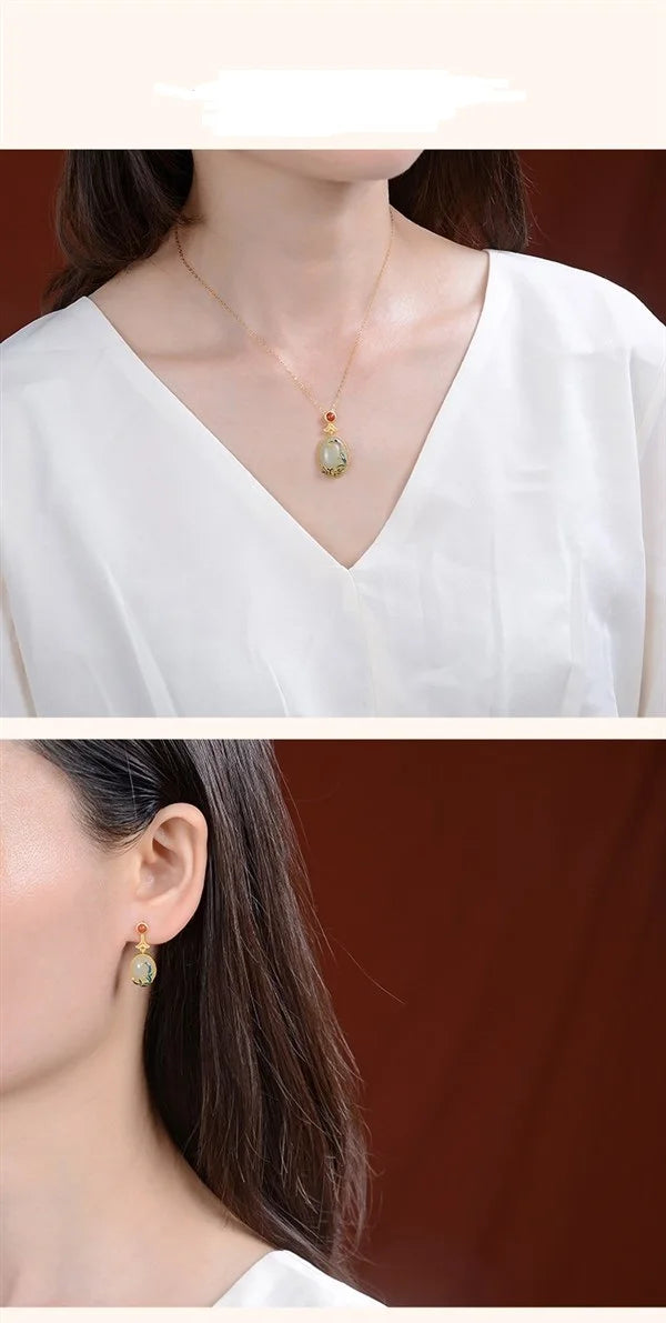 Gold Plated Cloisonne Jewelry Set