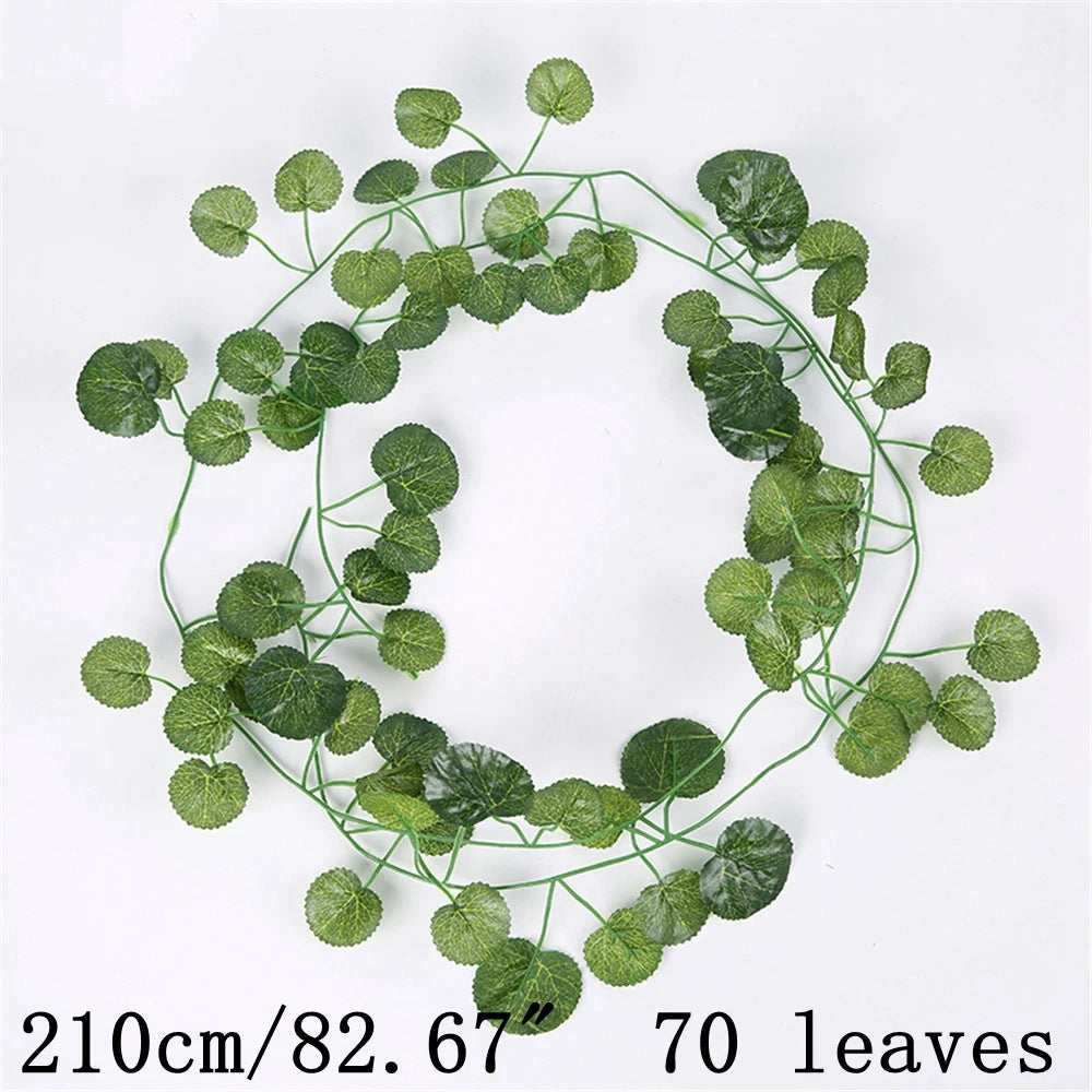 Green Artificial Plants Flowers Vines Home Room Decor Silk Hanging Fake Leaf Garland Leaves For Garden Wedding Party Decoration