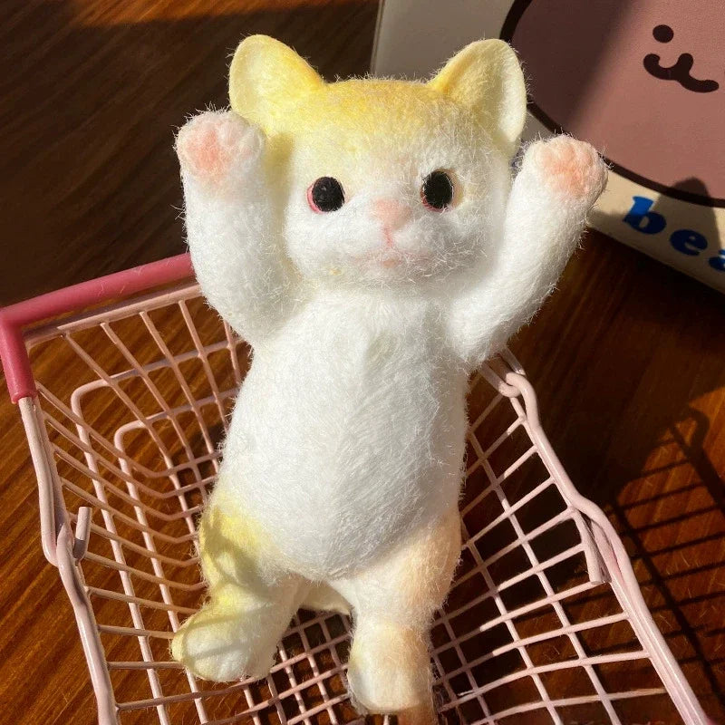 Squishy Cat Stress Relief Decor Taba Shocked Kitten Fidget Doll Soft Squeeze Plush for Pet Lovers, Home Office Decor Relax Gift
