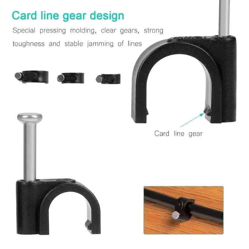 600PCS Cable Wire Clips 4mm to 12mm Electrical Cord Tie Holders for Organizing Cables Plant Climbing and Wall Mounting