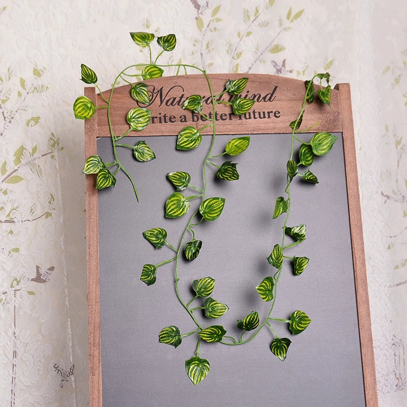Green Artificial Plants Flowers Vines Home Room Decor Silk Hanging Fake Leaf Garland Leaves For Garden Wedding Party Decoration
