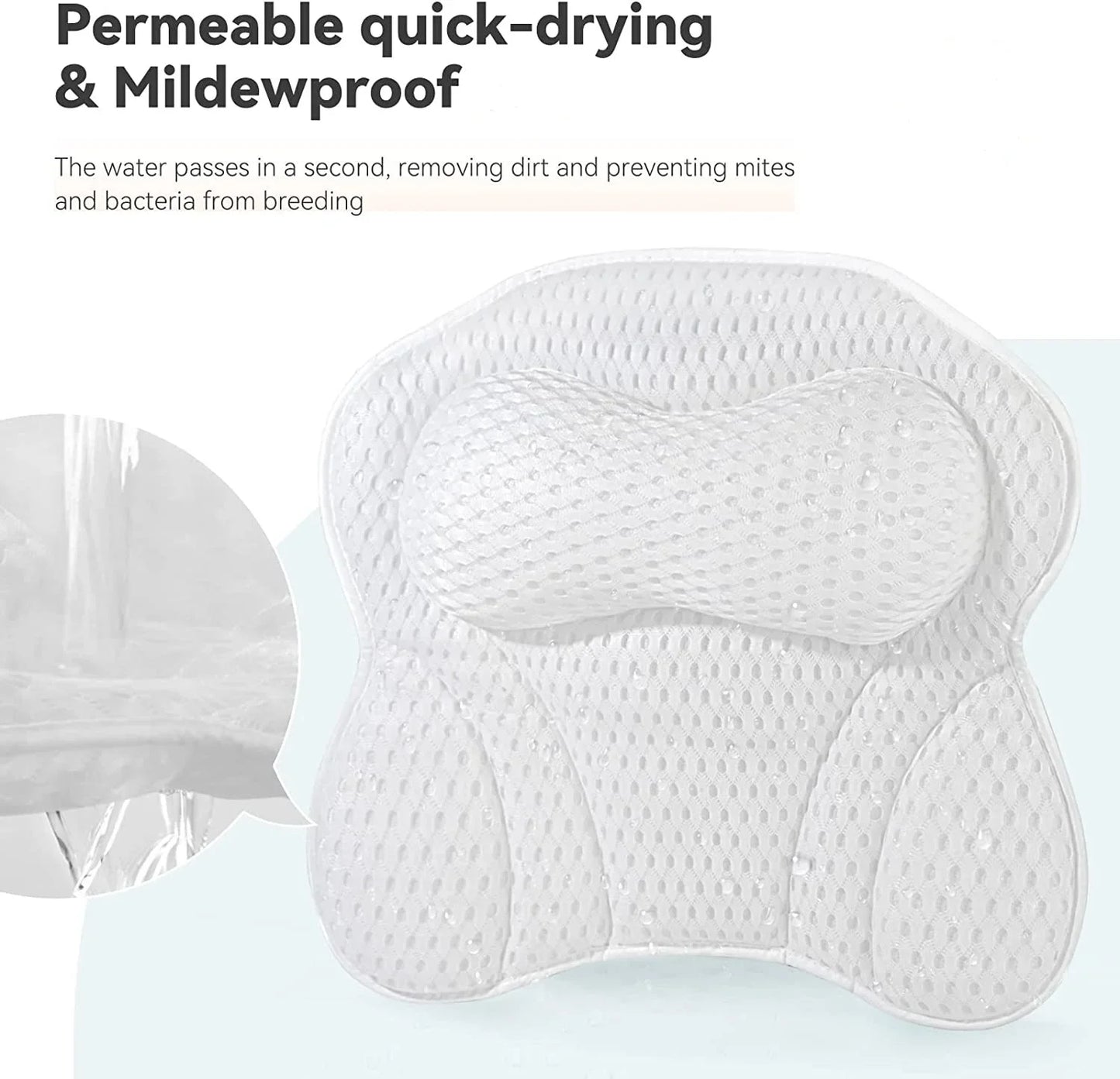 Bathtub Pillow for Tub, Bath Pillow for Neck & Back Support