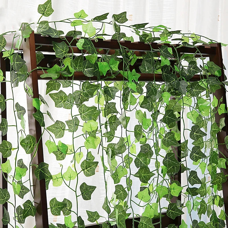 Green Artificial Plants Flowers Vines Home Room Decor Silk Hanging Fake Leaf Garland Leaves For Garden Wedding Party Decoration