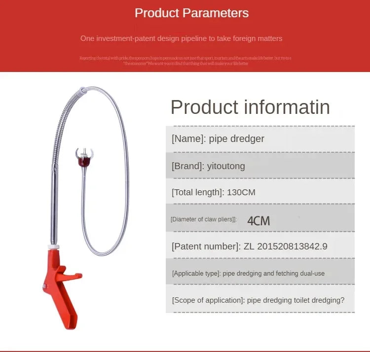 Toilet Unclogger Tool Pipeline  Drain Unblocking Kit One-Stop Plumbing Cleaning Solution Floor Drains  Sewers Efficient Durable