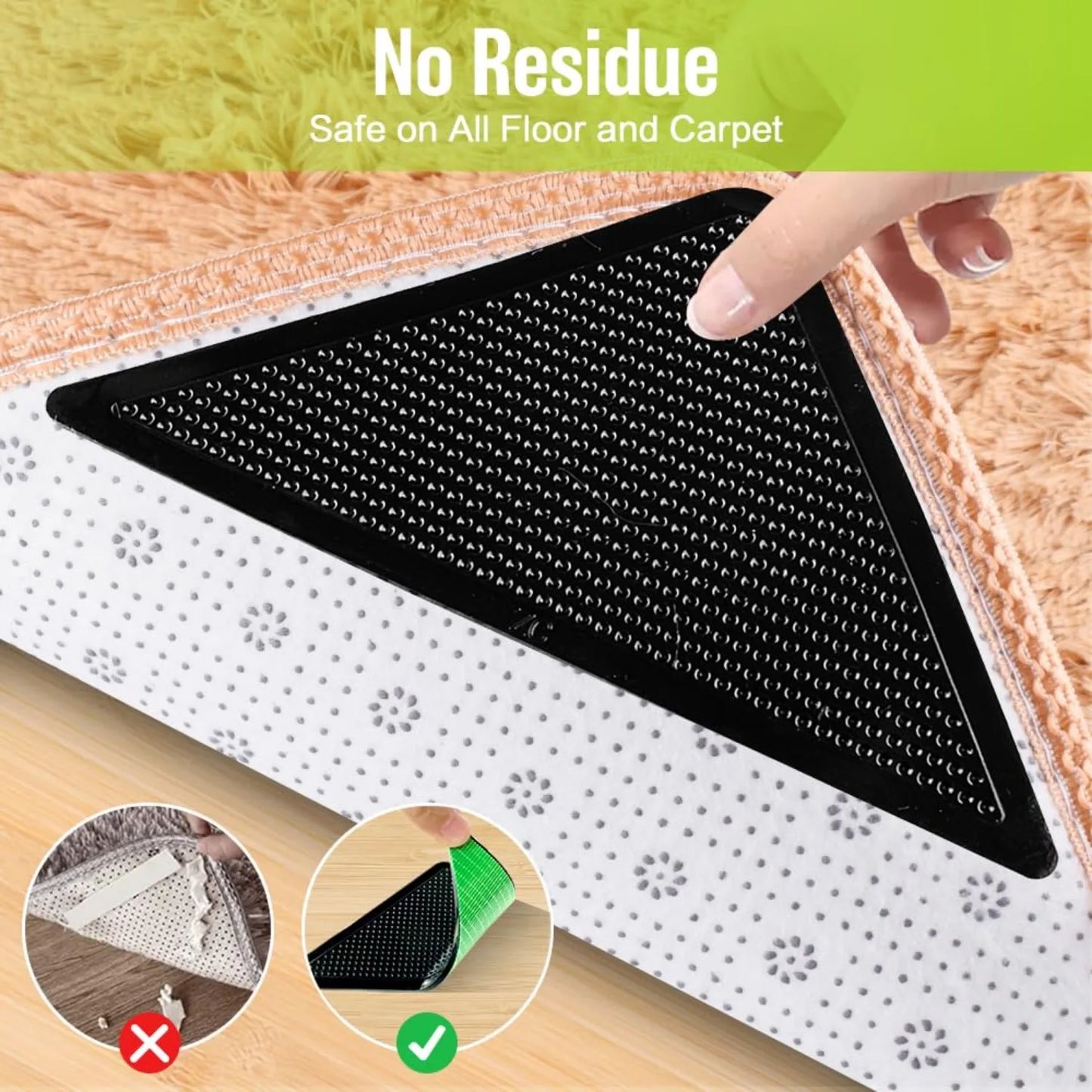 1-5set  Triangle Non Slip Rug Grippers Reusable Anti Slip Carpet Pads Rug Corner Gripper For Tile Floors Carpets Corners Mat