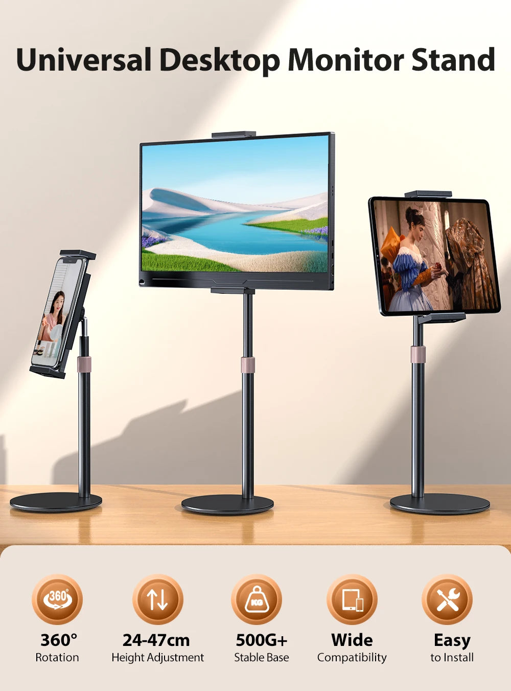 Cdisplay Portable Monitor Stand Adjustable Height Desktop Stand For Phone IPad Tablet Holder  Laptop computer Stand Accessories