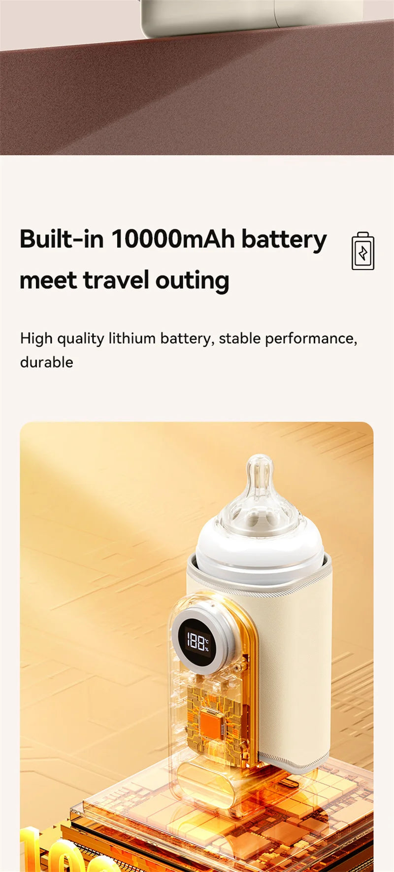 Bottle Warmer 4 in 1 Fast Heating Baby Milk Warmer with Accurate Temperature Display USB Charging Portable Wireless Milk Warming