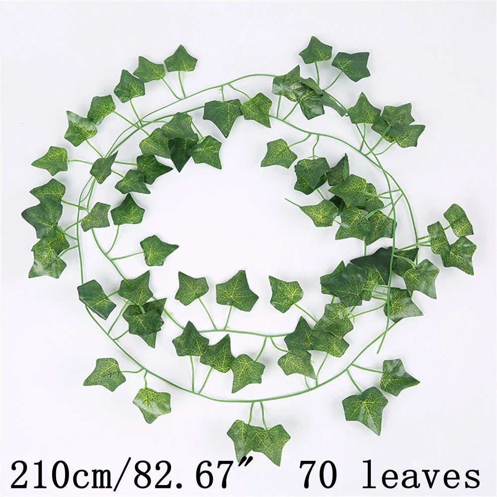 Green Artificial Plants Flowers Vines Home Room Decor Silk Hanging Fake Leaf Garland Leaves For Garden Wedding Party Decoration