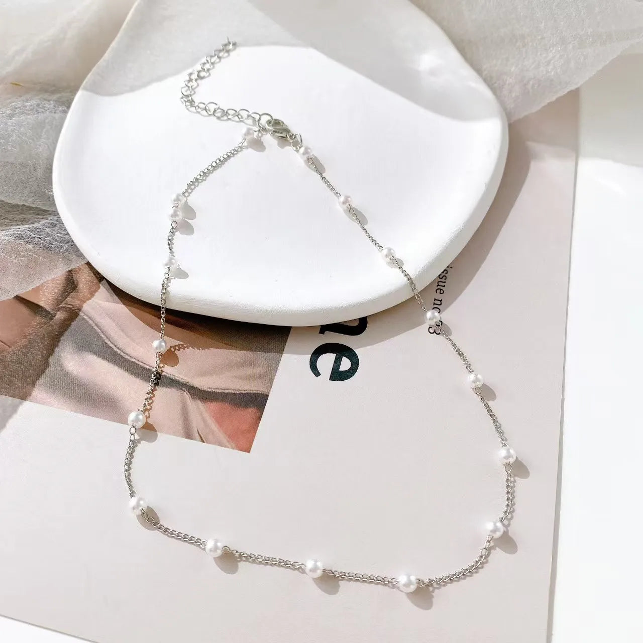beaded pearl lace gold gothic pendant collar necklace -