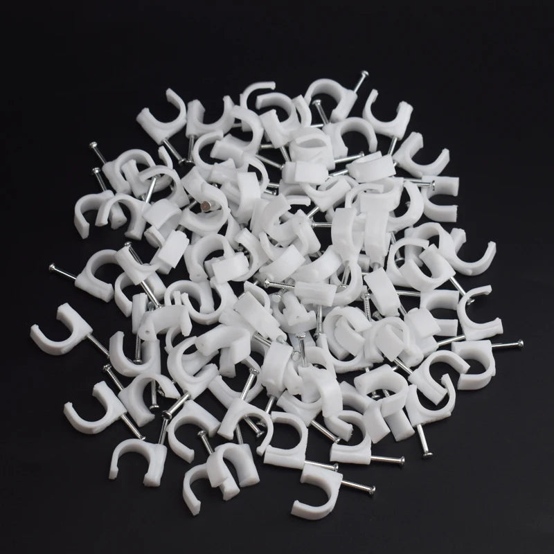 100pcs Cable Clips 4/6/8/10/12/14/16/20mm Cable Wire Clips Nail In Cable Clips Cable Tacks Coaxial Nail Clamps Nails For Cords