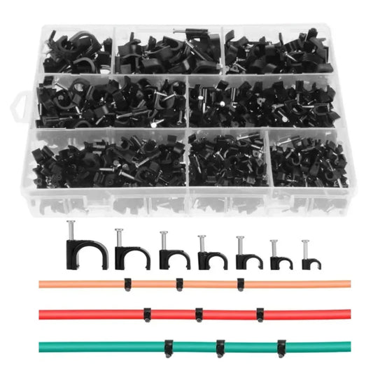 600PCS Cable Wire Clips 4mm to 12mm Electrical Cord Tie Holders for Organizing Cables Plant Climbing and Wall Mounting