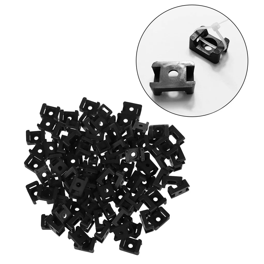 100/500pcs Cable Tie Mount Clips Saddle Type Wire Holder Bases Computer TV Cord Fixing Clamps