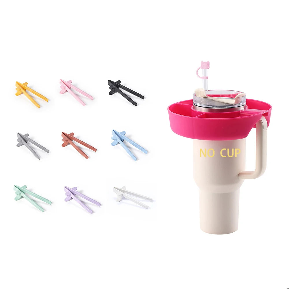 Snack Bowl for Stanley 40oz Tumbler with Handle Snack Tray with 4 Compartment Compatible Outdoor Activities Cup Accessories