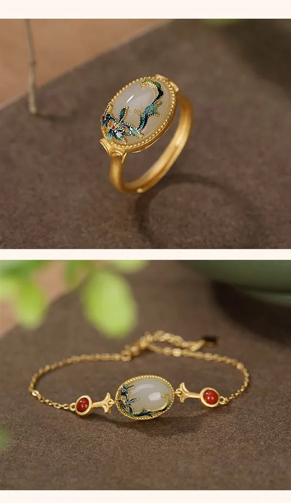 Gold Plated Cloisonne Jewelry Set