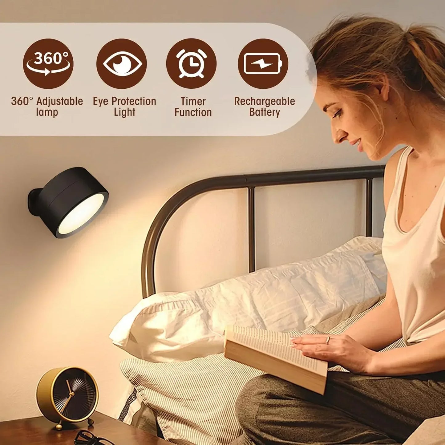 Wall Lights Battery Operated 360° Rotatable Touch Control Wall lamp