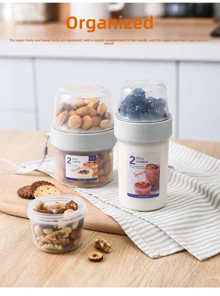 Carry Breakfast Cup Salad Cups Portable Yogurt Cereal Oatmeal Snacks Parfait Containers Salad Dressing Holders with Lid Forks
