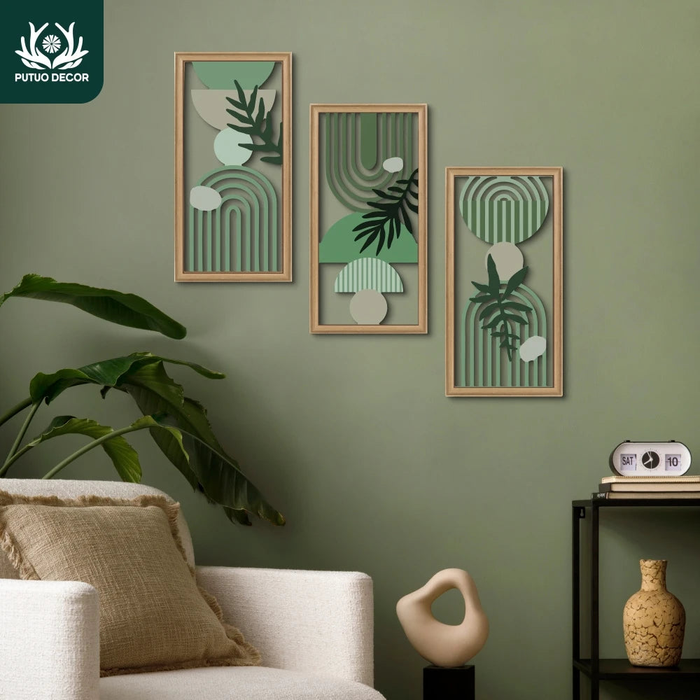 3pcs 40cmX20cmBoho style Hollow Wood Retro Rustic Leaf Pattern Wall Hanging Art Living Room Bedroom Wall Hanging Home Decoration