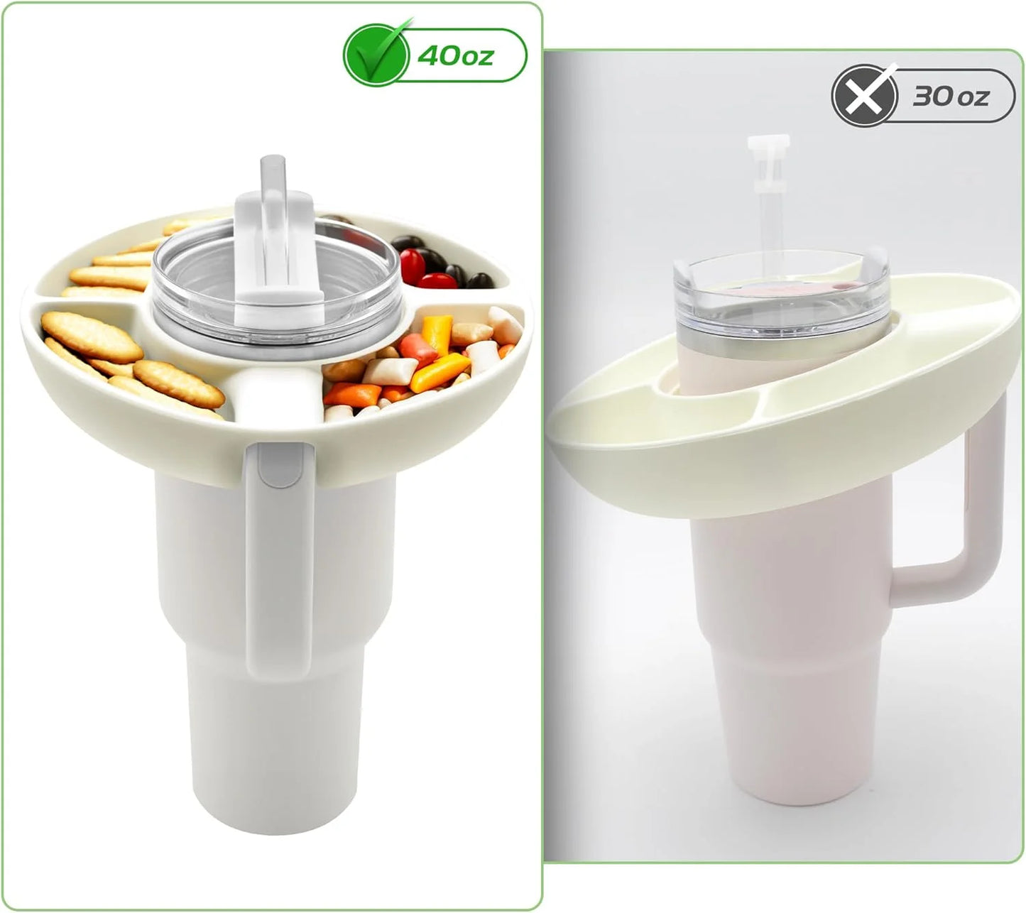 Snack Bowl for Stanley Cup Silicone Snack Tray Compatible with Stanley Cup Quencher 1.0/2.0 40oz Tumbler with Handle