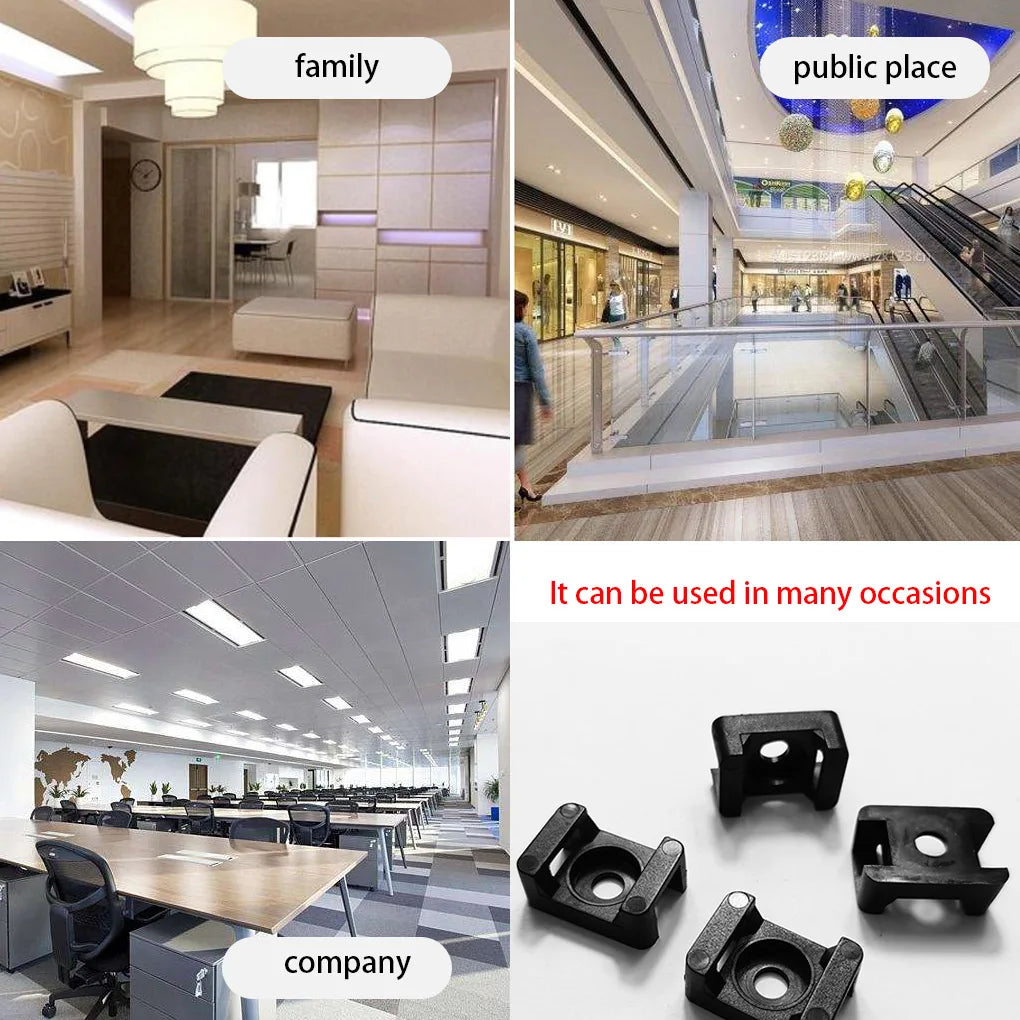 100/500pcs Cable Tie Mount Clips Saddle Type Wire Holder Bases Computer TV Cord Fixing Clamps