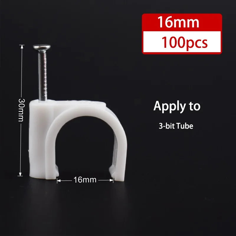 100pcs Cable Clips 4/6/8/10/12/14/16/20mm Cable Wire Clips Nail In Cable Clips Cable Tacks Coaxial Nail Clamps Nails For Cords