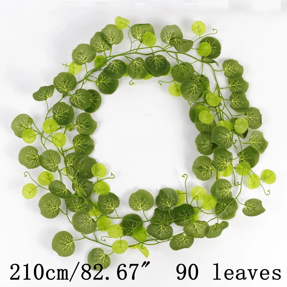 Green Artificial Plants Flowers Vines Home Room Decor Silk Hanging Fake Leaf Garland Leaves For Garden Wedding Party Decoration