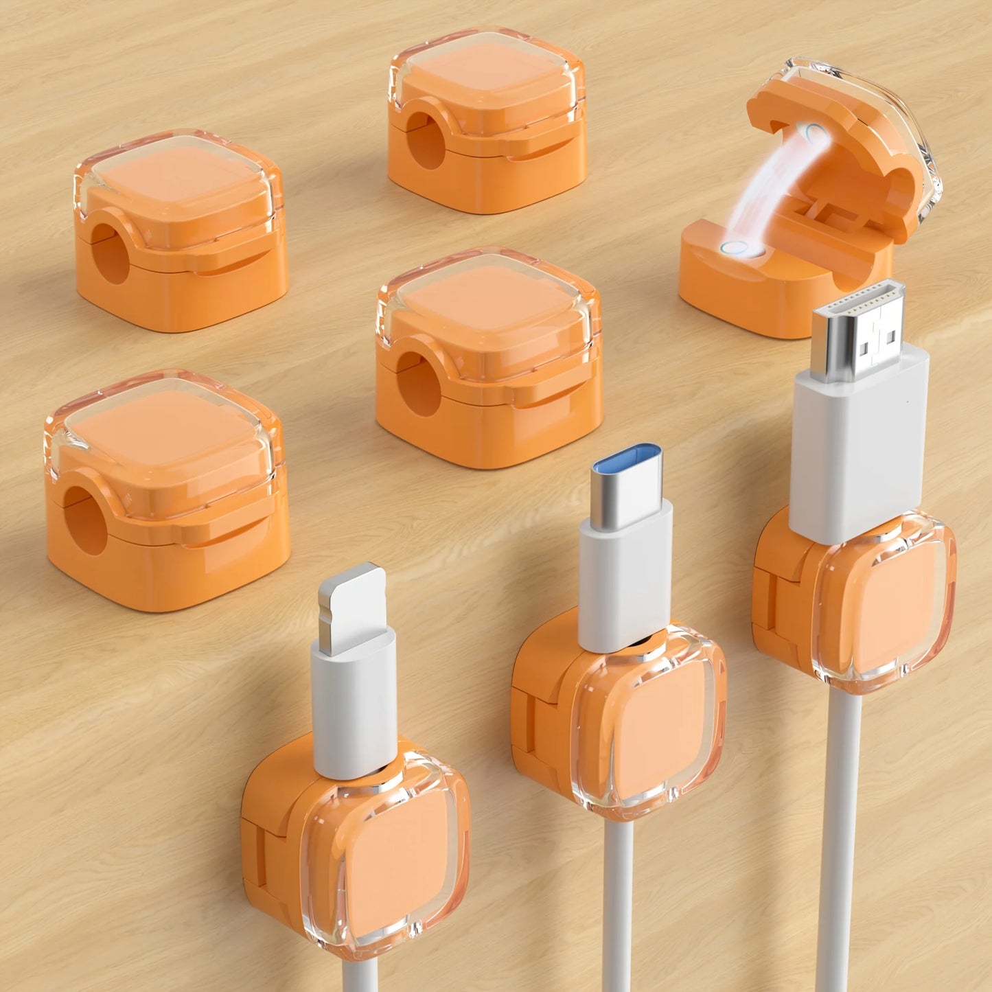 [Magnetic Cable Clips] 6-Pack Magnetic Cable Clips | Adjustable Adhesive Cord Holders, Strong Magnetic & Adhesive Base