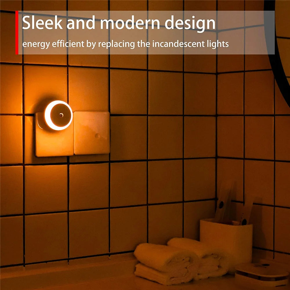LED Night Light Smart Night Sensor Round Plug in Wall Night