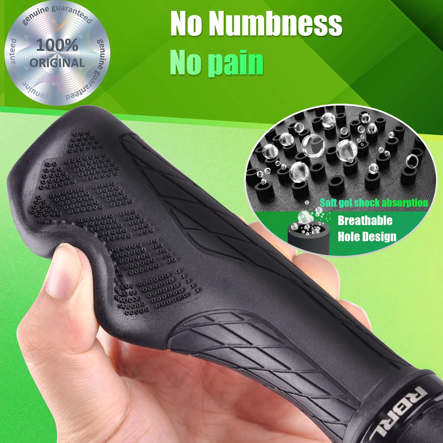 RBRL MTB Bike Grips Anti-slip Bicycle Handle Grip Comfortable Shock-Absorbing Ergonomic Soft Rubber Handlebar Grip for E Scooter