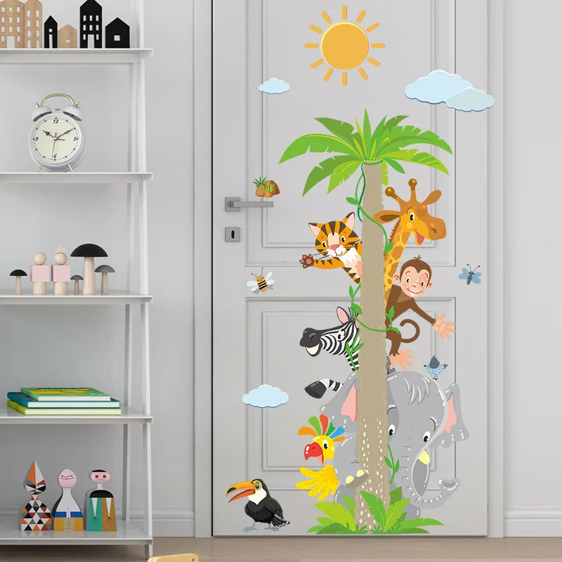 Cartoon Leaf Tree Elephant Giraffe Monkey Children's Bedroom Kindergarten Wall Decoration Wall Stickers Room Decoration