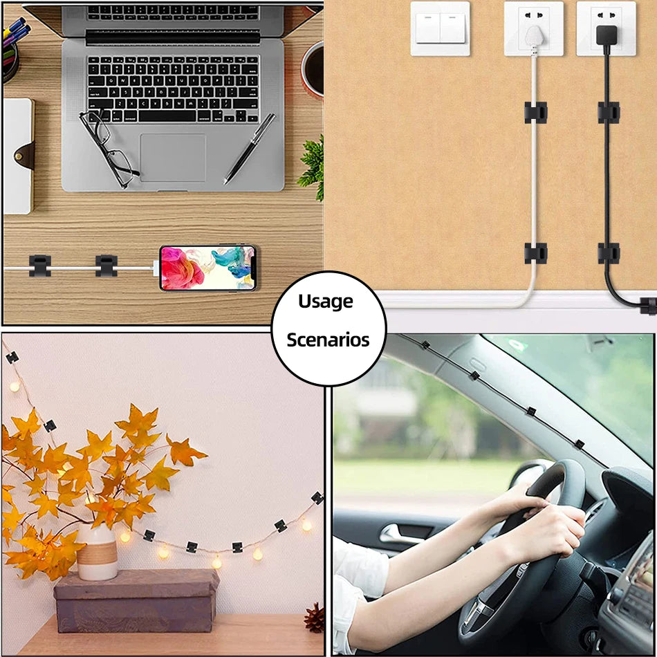 50pcs Self Adhesive Outdoor Cable Clips Light Clip Decoration Cord Management  Clamps Cable For Fairy Light Car, Office And Home