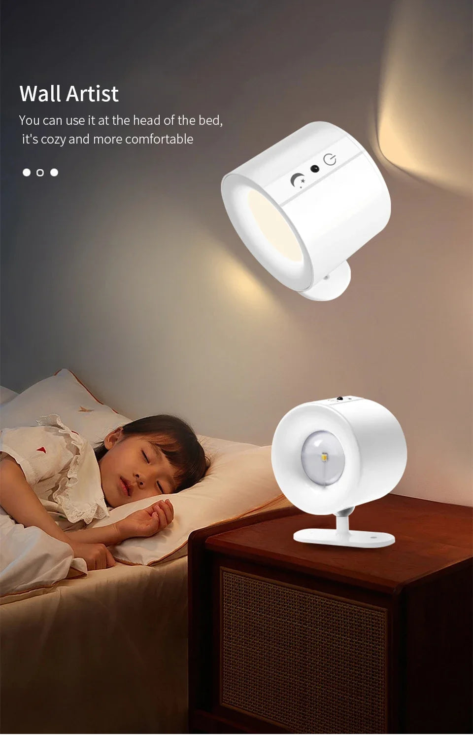 LED Wall Sconces Light Touch Control  Wall Lamp 360 Rotatable