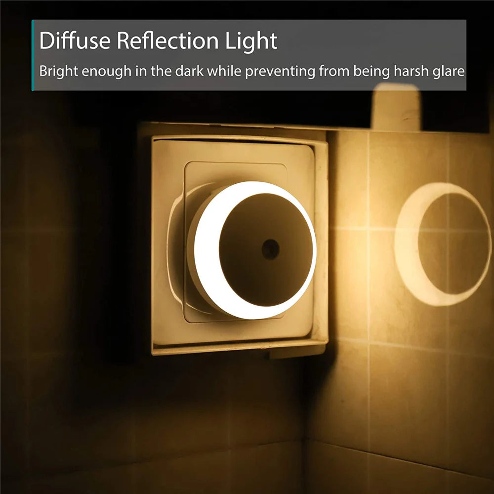 LED Night Light Smart Night Sensor Round Plug in Wall Night