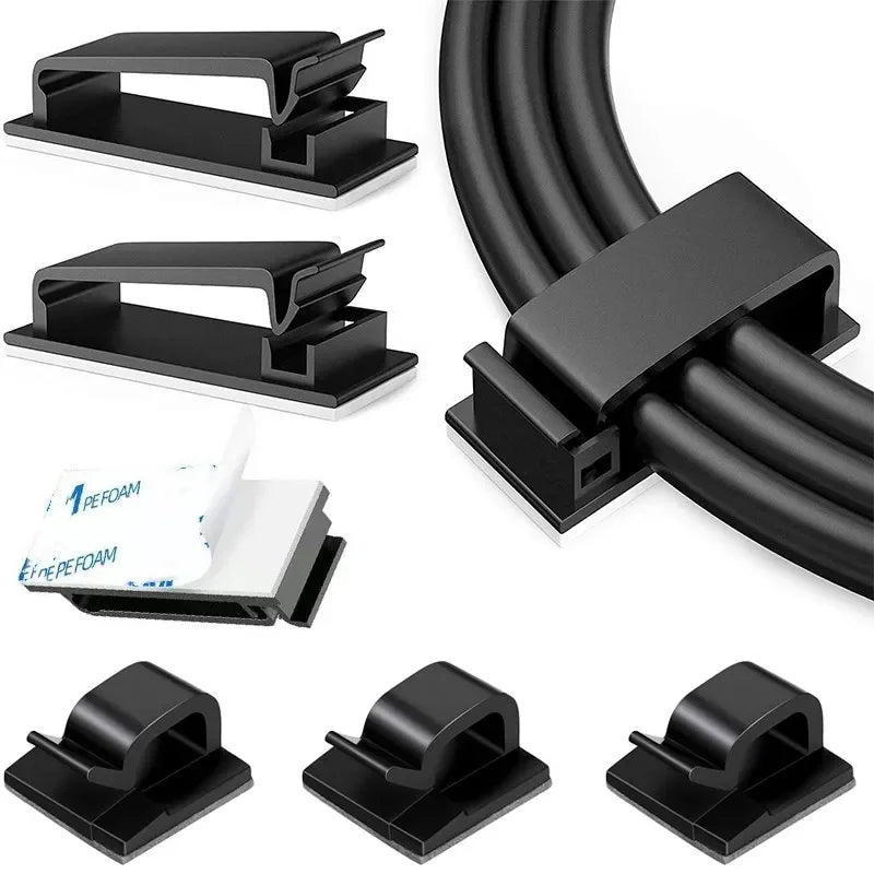 Cable Clips Self Adhesive Cord Management Black Wire Holder Organizer Clamp Self-adhesive Car Wire Clip Accessories
