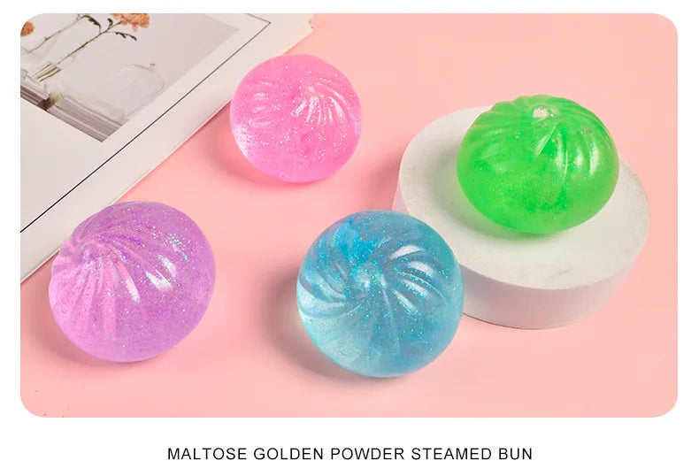 2024 Squishy Funny Maltose Syrup Stress Balls Gold Flour Buns Dumplings Pinched Squeezed Fingertip Toys Antistress Kids Toy Gift