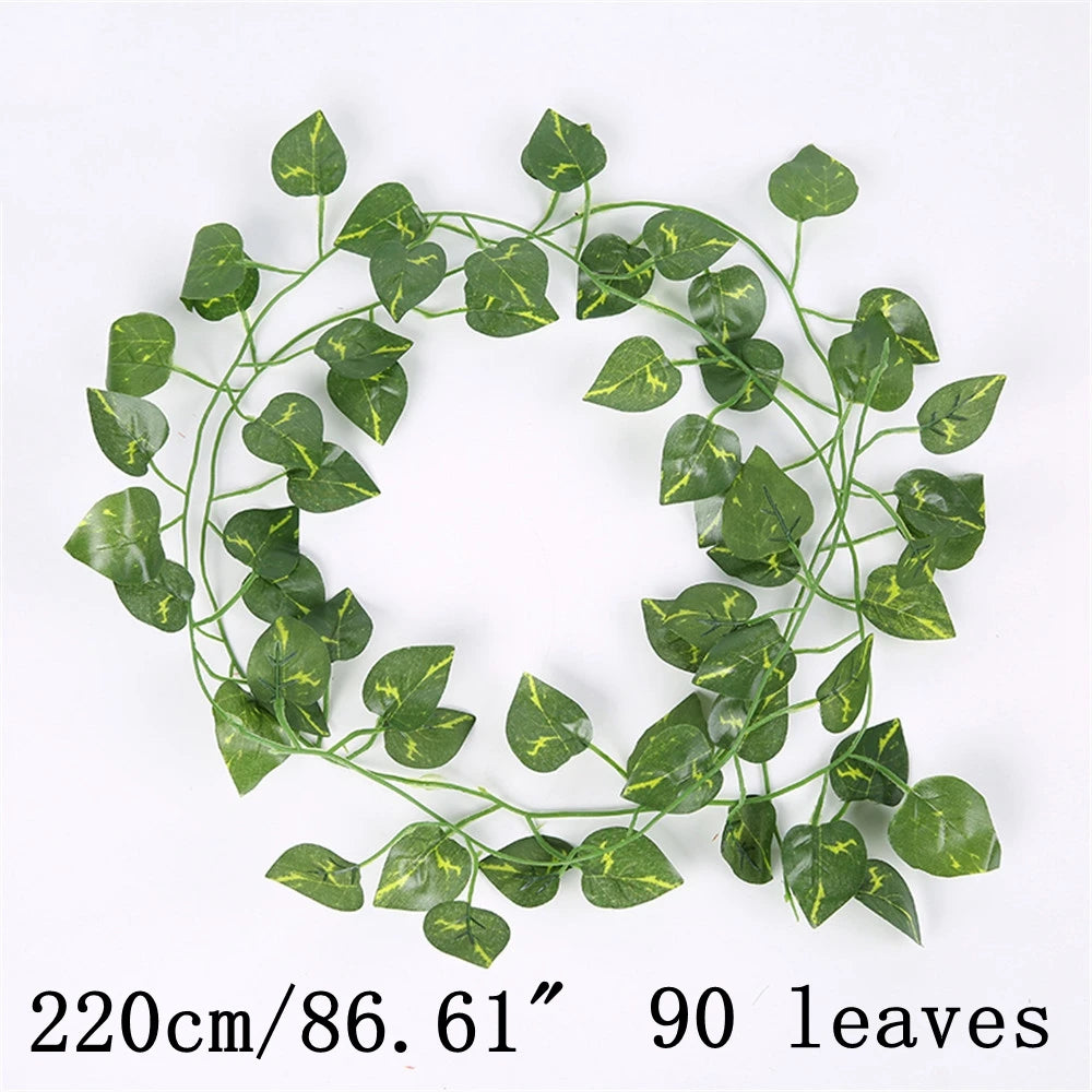 Green Artificial Plants Flowers Vines Home Room Decor Silk Hanging Fake Leaf Garland Leaves For Garden Wedding Party Decoration