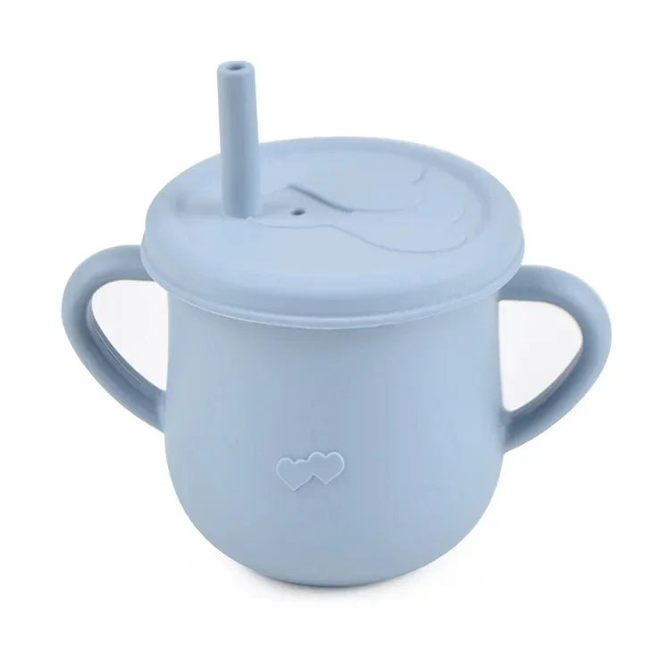 Kids Cup Silicone Food Storage Box Solid Color Baby Sippy Cup Portable Children Snacks Container with Lid Scale BPA Free 200ml