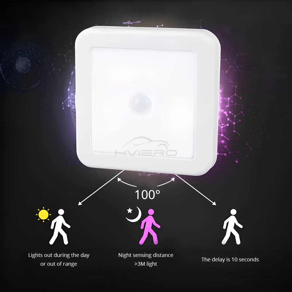 LED Night Light Smart Motion Sensor Battery USB Charging Operated Bedside Lamp Living Room Hallway Pathway Toilet Home Lighting