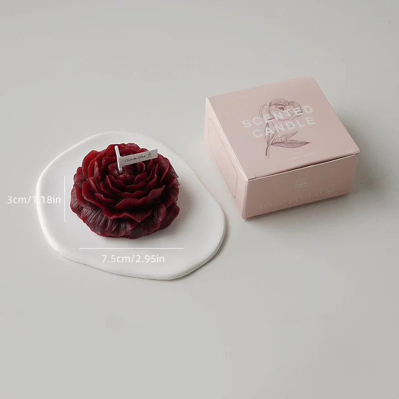 Low Temperature Rose Flower Shaped Candle, 3 Inch Soft Aesthetic Scented Candle