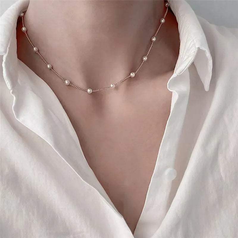 beaded pearl lace gold gothic pendant collar necklace -