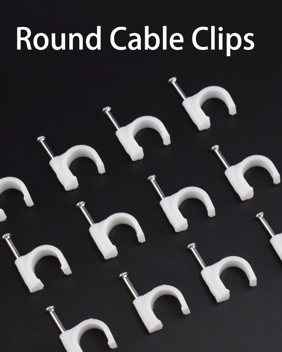 100pcs Cable Clips 4/6/8/10/12/14/16/20mm Cable Wire Clips Nail In Cable Clips Cable Tacks Coaxial Nail Clamps Nails For Cords