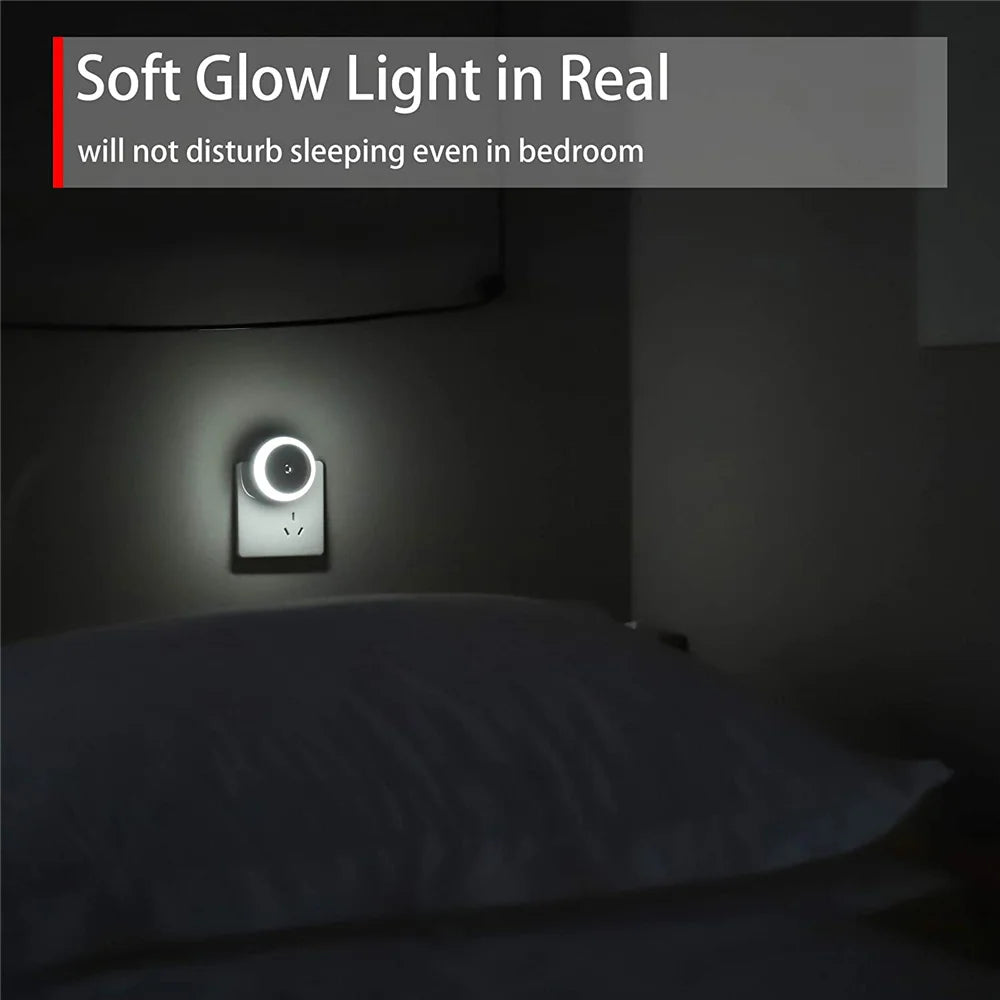 LED Night Light Smart Night Sensor Round Plug in Wall Night